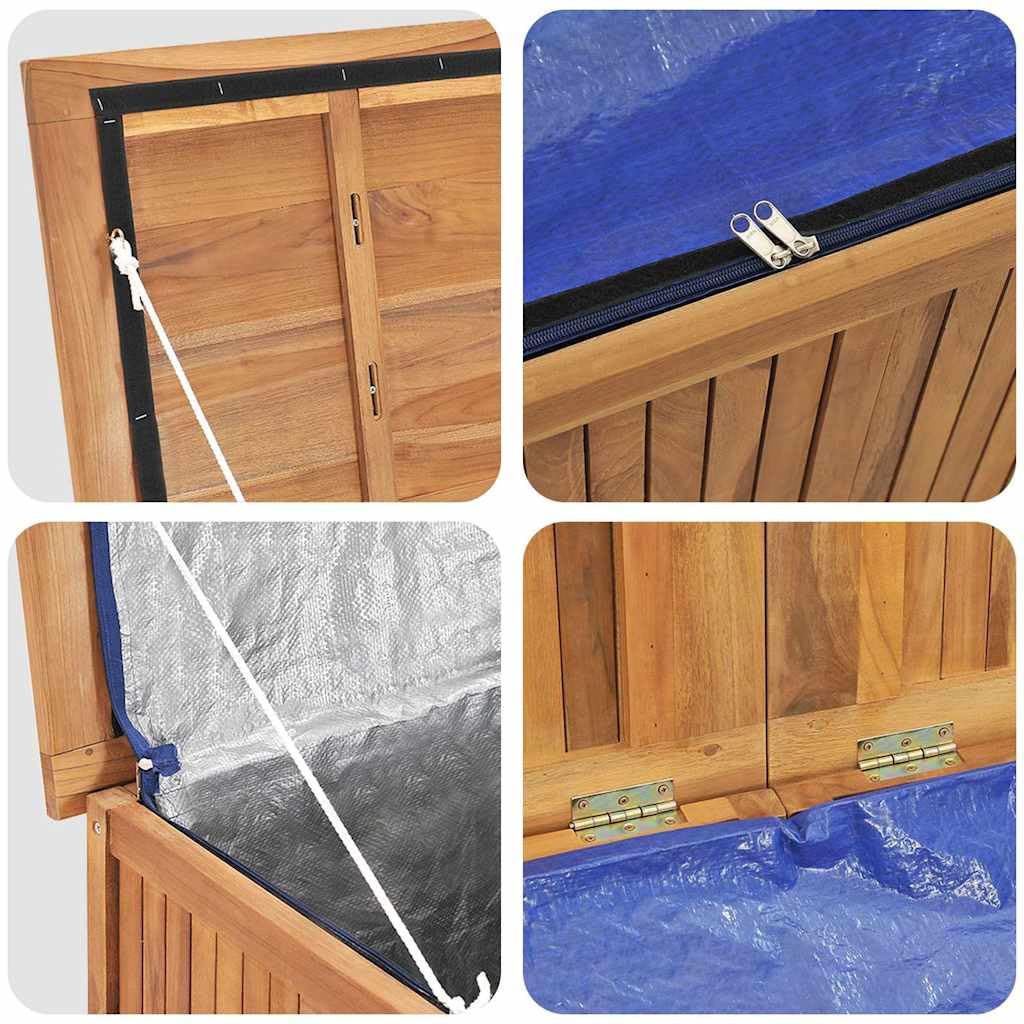 Kalmrek Patio Storage Box 44.9"x19.7"x22.8" Solid Teak Wood Outdoor Deck Garden Chest Bench with Lid Handle Organizer for Yard Porch Furniture