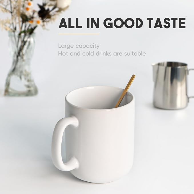 harebe 20 OZ Large Coffee Mug, Smooth Ceramic Tea Cup for Office and Home, Big Capacity with Handle, White