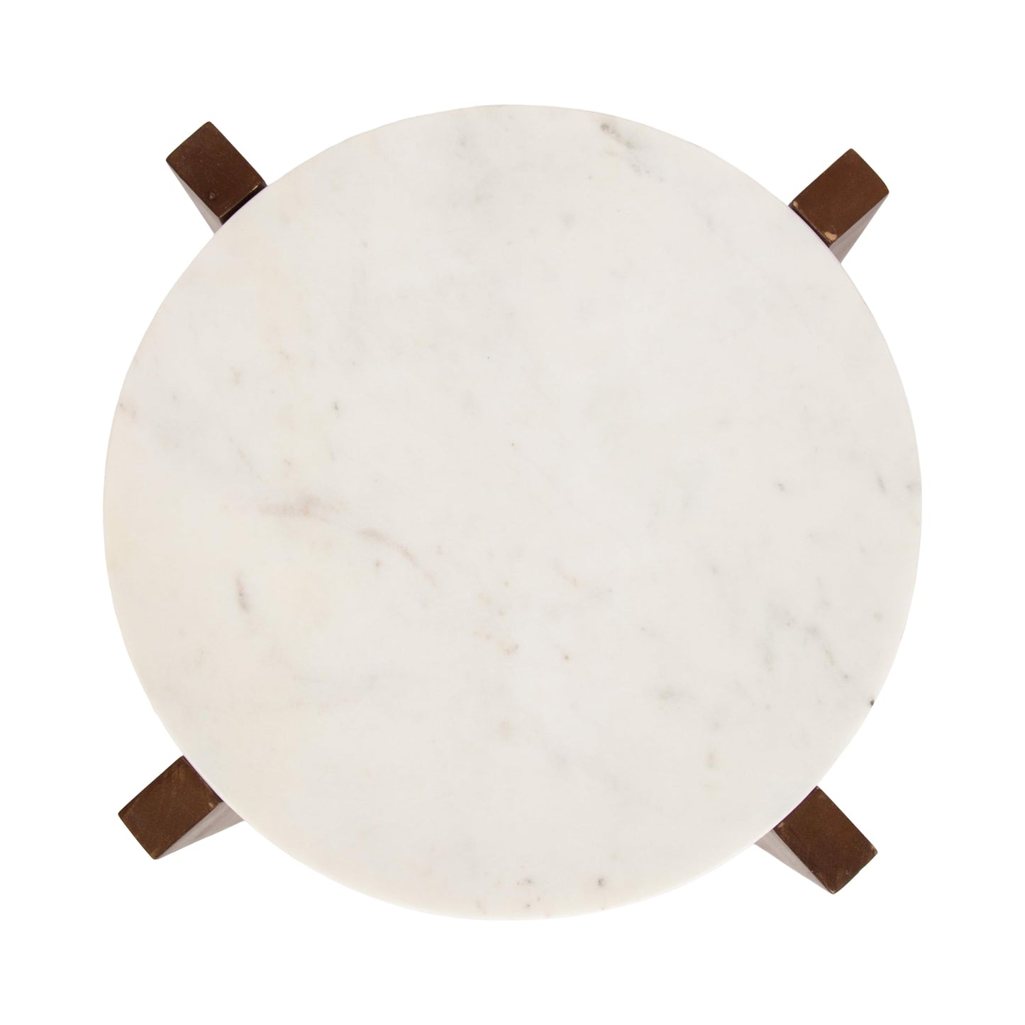 Kate and Laurel Moxley Transitional Round Side Table; 16 x 16 x 22; White Marble and Walnut Brown; Tiered Pedestal Table with Authentic Marble Tabletops for Bedroom Nightstand or Indoor Plant Stand