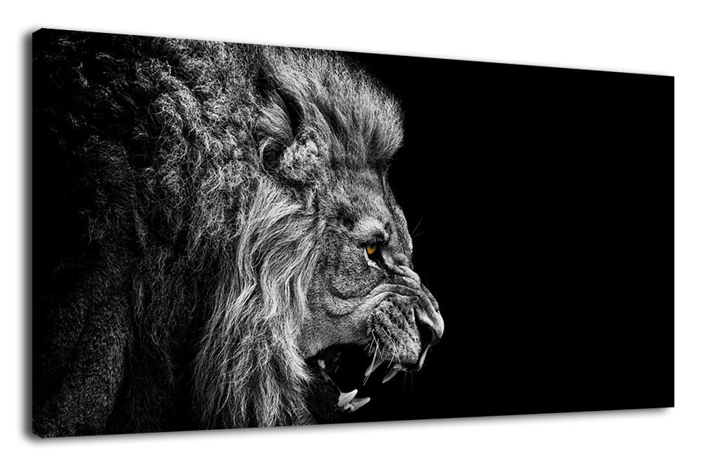 arteWOODS Canvas Wall Art Lion Painting Modern Large Beast Canvas Artwork Contemporary Wall Art Pictures Black and White Lion for Kitchen Office Home Decoration 24" x 48"