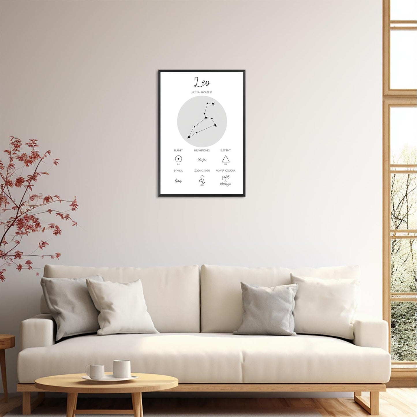 Leo Zodiac Canvas Wall Art Fire Signs Horoscope Poster Constellation Astronomy And Astrology Aesthetic Print Painting For Living Room Bedroom Office Wall Decor 12x16in Unframed