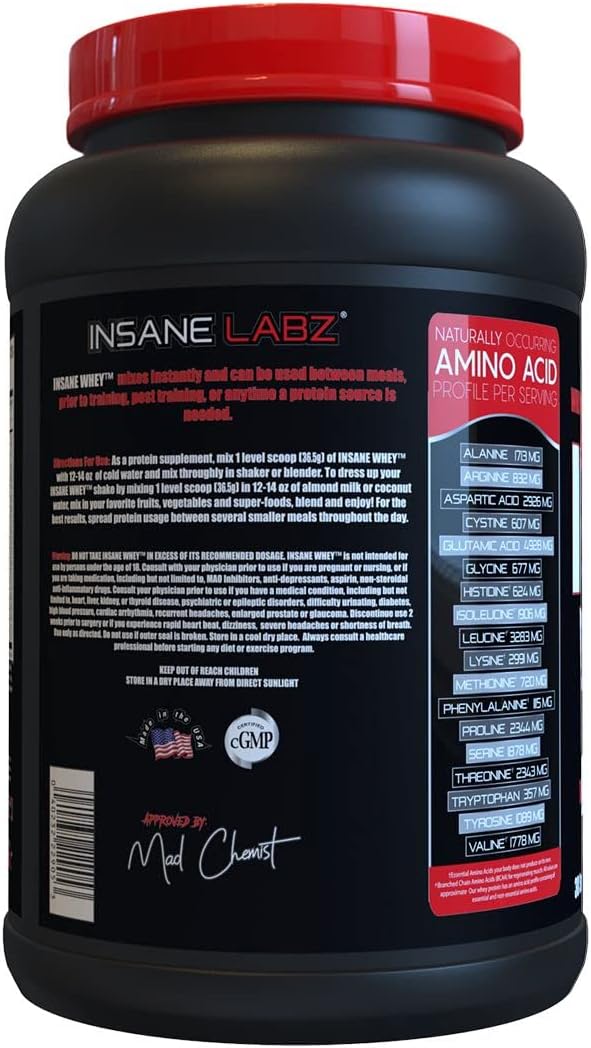 Insane Labz Insane Whey,100% Muscle Building Whey Protein, BCAA Amino Profile, Mass Gainer, Meal Replacement (Chocolate, 30 Servings)
