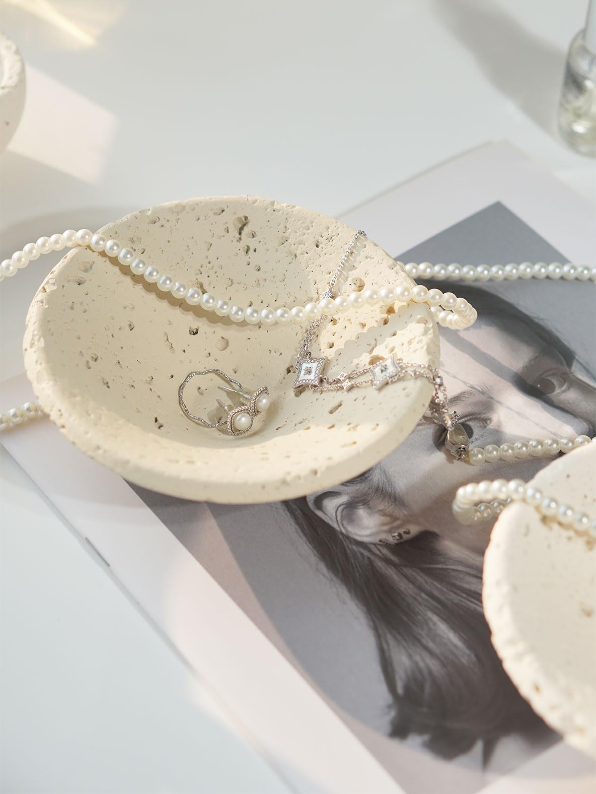 DINLiAN S Concrete Conical Ring Holder dish,Jewelry Dish Tray Holder,Decorative Trinket Dish Vanity Tray,Cute Small Jewelry Organizer for Woman Room Table Decor(beige conical)