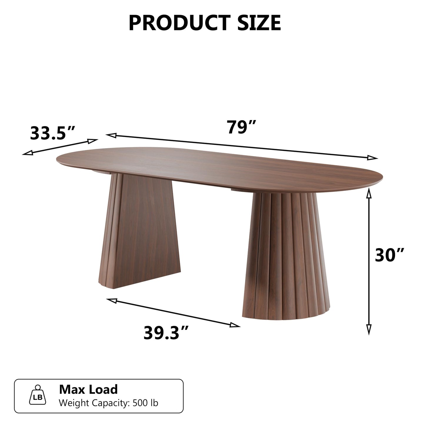 Casaphoria 79" Oval Dining Table, Modern Wood Kitchen Table with Cone Shaped Stripe Convex Base for Living Room & Dining Room, Easy Assembly Farmhouse Furniture for 6-8, Walnut