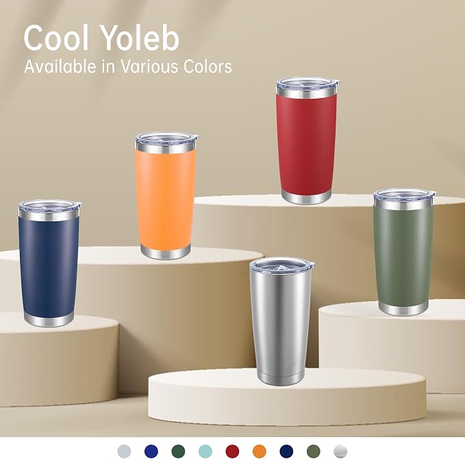 20 oz Tumblers Bulk Stainless Steel Tumbler with Lid Double Wall Vacuum Insulated Coffee Mug 20oz Powder Coated Cup for Hot and Cold Drinks, Navy, 6 pack
