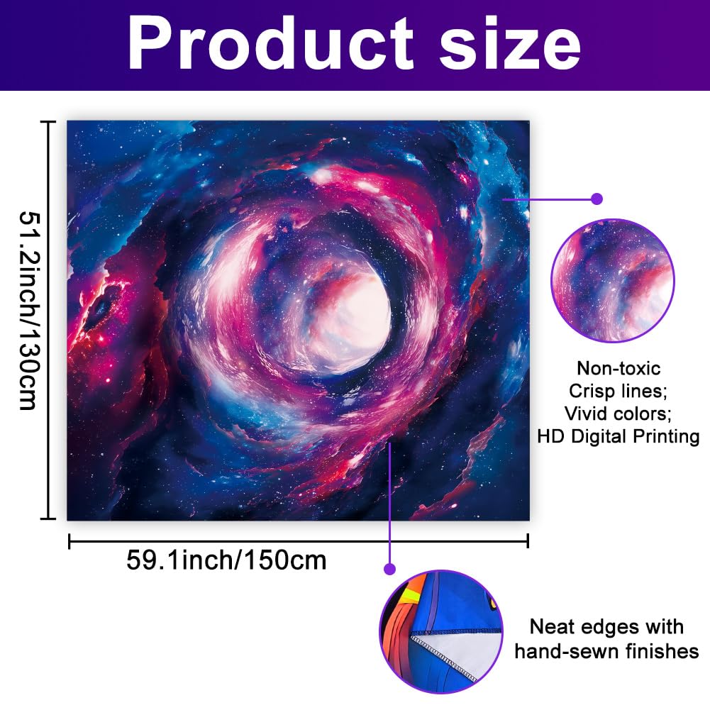 WEBEEDY Blacklight Galaxy Tapestry Milky Way Tunnel UV Reactive Tapestry Wall Hanging Black Light Poster Galaxy Space Tapestries for Bedroom Living Room Wall Decor Party Backdrop, 59x51 Inch