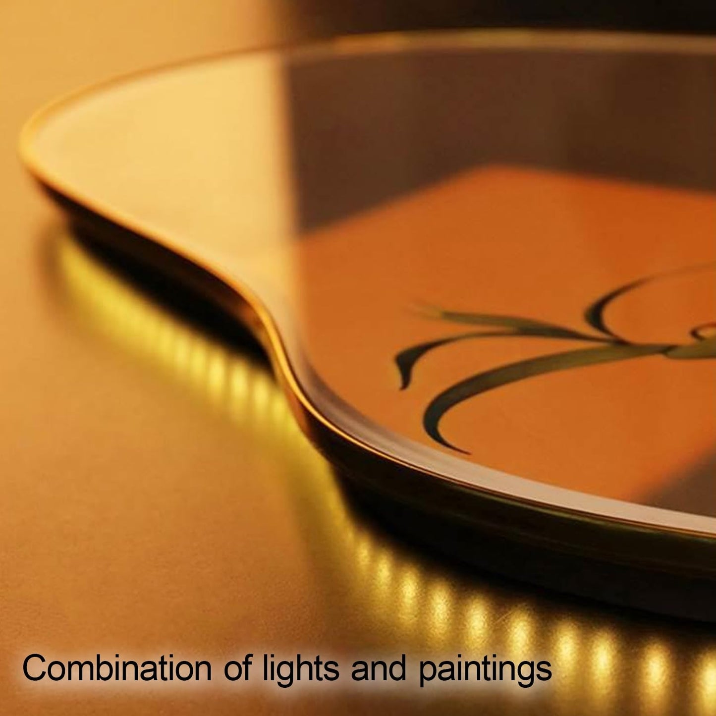WNYAILLL 3D Wall Decoration Painting, Vertical Hanging Paintings, Modern Luxury Decorative, Wall LED Decor Light for Hotle Lobby Livingroom Bedroom, Plug-in Power Supply(Gold A,80x48CM/31.5 * 18.9in)