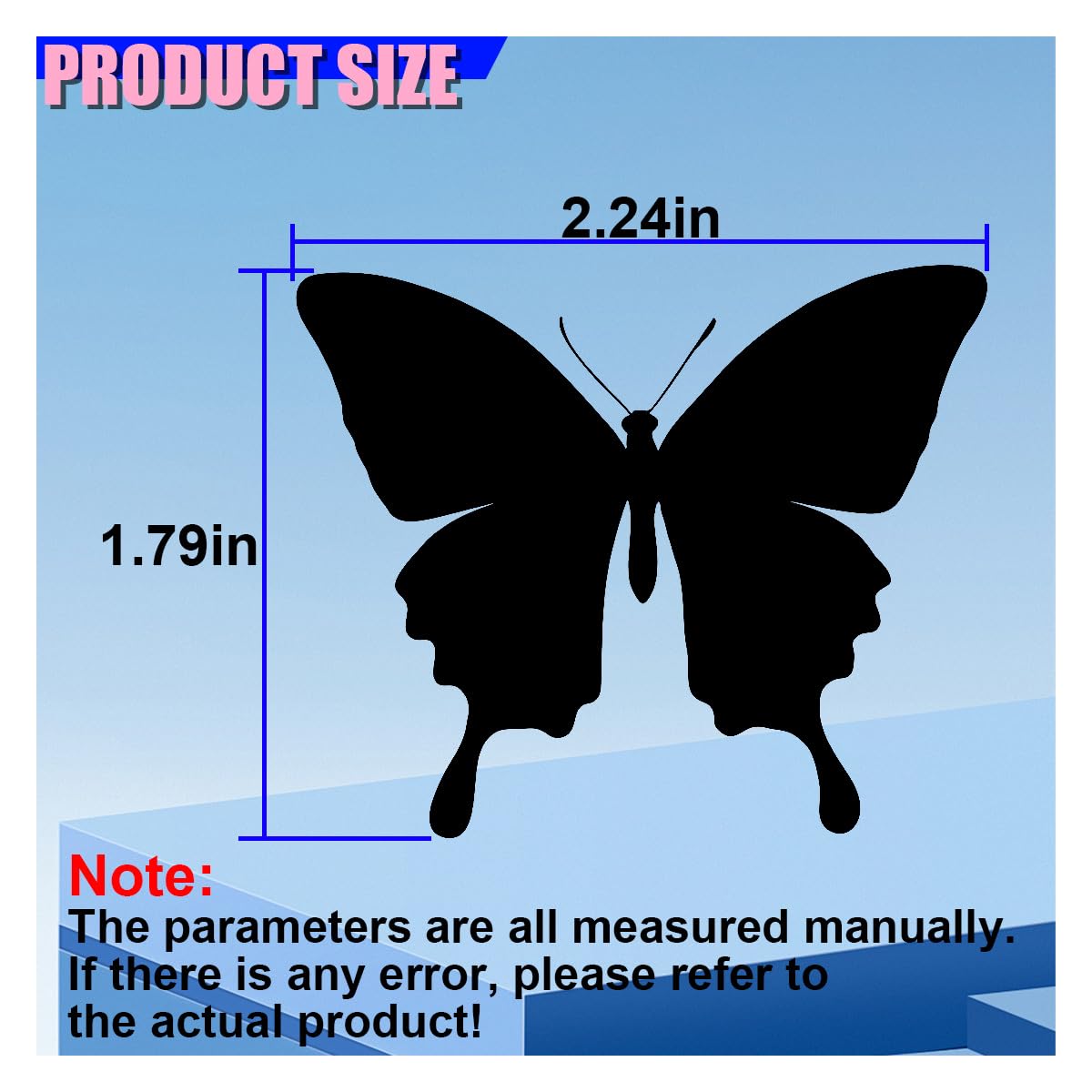 Craedli 2PCS Cute Butterfly Rearview Mirror Decal Car Sticker, Waterproof Vinyl Car Rear View Window Stickers for Women Teens, Butterfly Sticker Decoration for SUV Truck Waterbottle Laptop (Black)