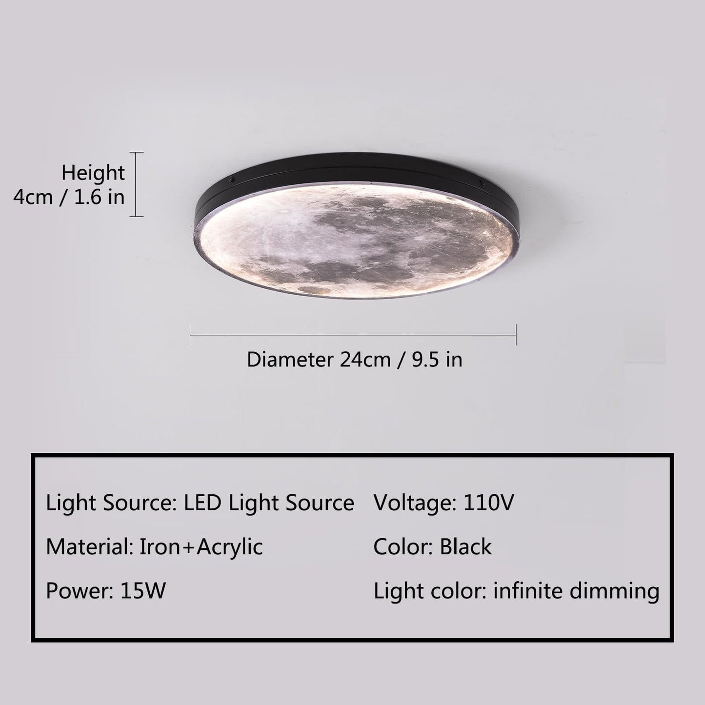 RRDEFSD 3D Moon LED Wall Lamp Modern Art Deco Lighting, Remote Control Lighting with 3 Colors Changing, Acrylic Lamp for Living Room Bedroom (9.5in)