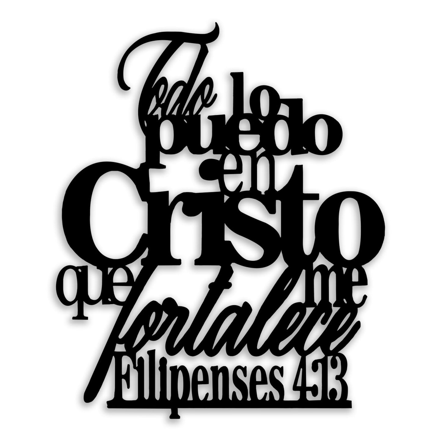 OPTYBVFD Filipenses 4 13 Metal Wall Decor - Christian Room Decor Motivational Scripture Inspirational Wall Art Home Decor for Living Room, Bedroom, Dining Room, Office (Black)