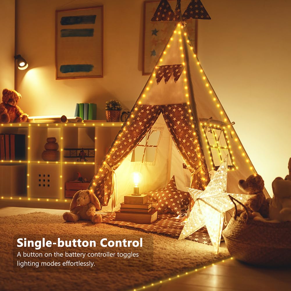 4 Pack - 16.5ft Battery Operated String Lights, 50 LED Twinkle Fairy String Lights Battery Powered with Timer for Indoor Outdoor Christmas Trees Wreath Decoration Party Bedroom - Warm White