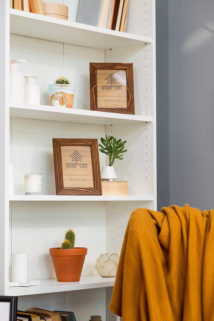 Rustic Wooden Picture Frames 6x8 - Set of 2, 100% Natural Eco Solid Wood with Real Glass for Tabletop Display or Wall Mount Photo Frame - Honey Brown