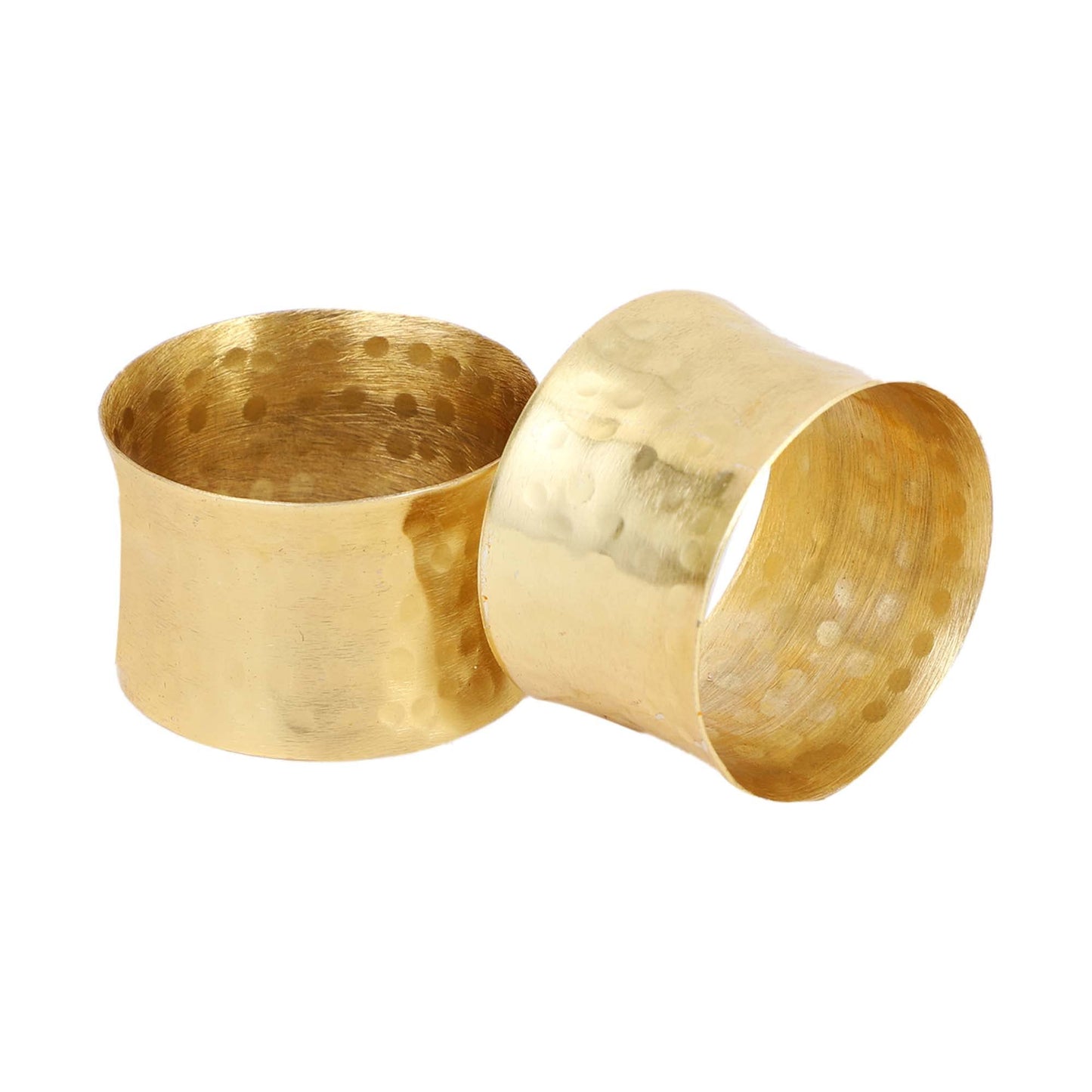 ITOS365 Handmade Round Hammered Golden Napkin Rings Holder for Dinning Table Parties Everyday, Set of 12