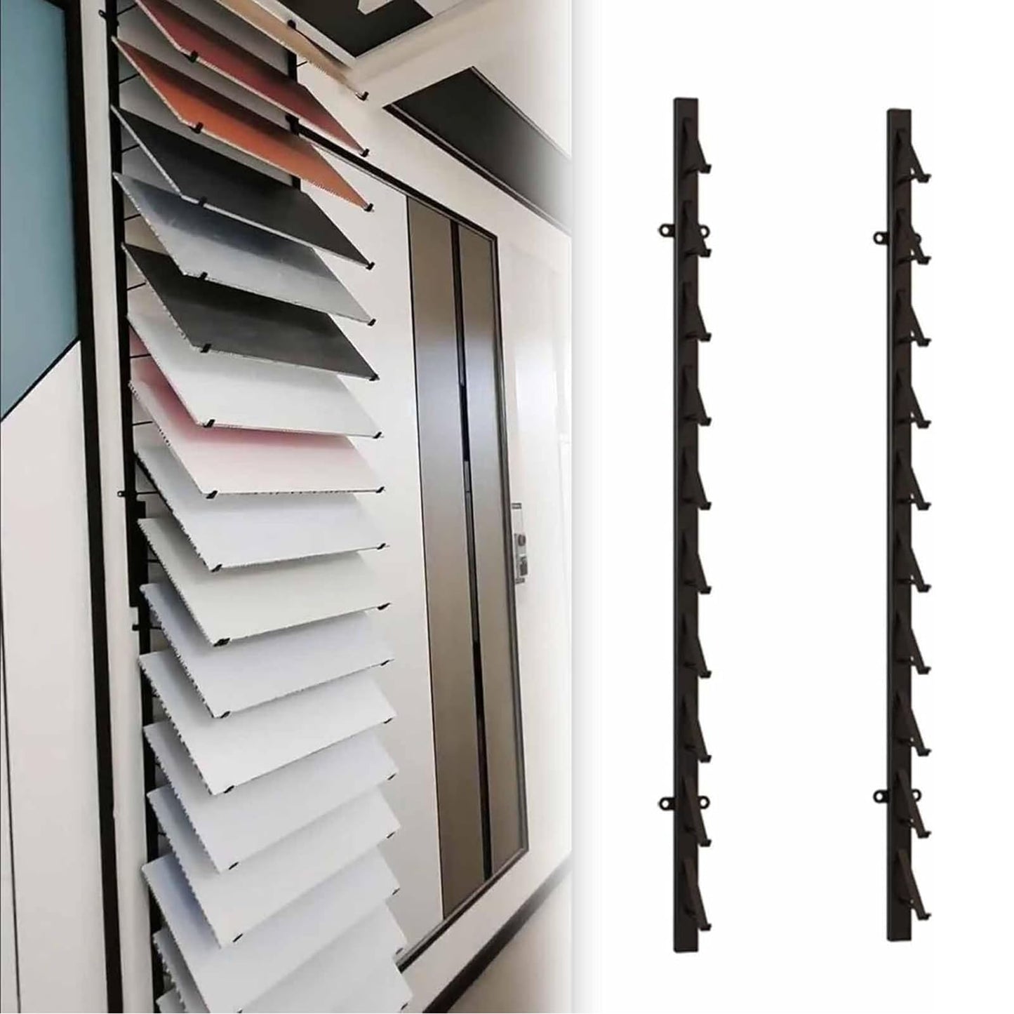 Floor Tile Sample Rack,Wall-Mounted Tile Sample Display Stand, 10-Tier Metal Holder for Retail, Heavy-Duty Floor Storage Rack, Space-Saving Wooden Shelf, Ideal for Showrooms (55.12x4.13in)