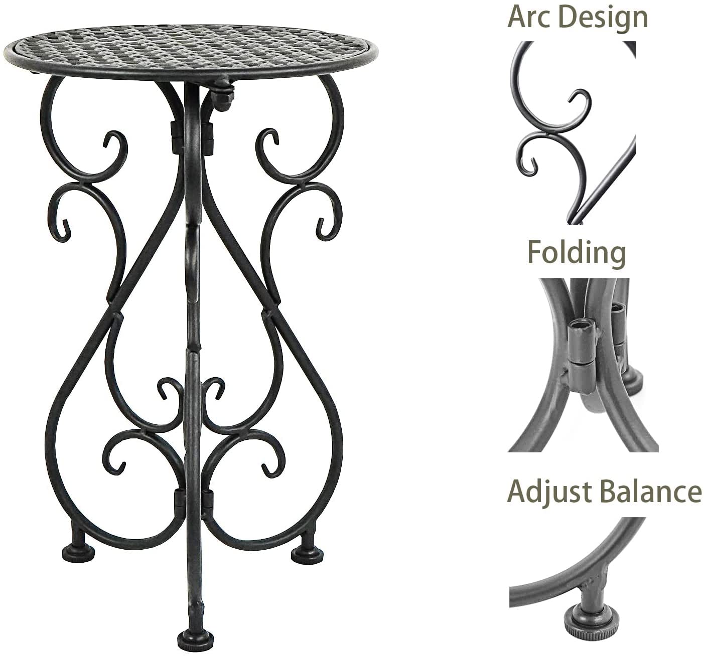 NAKUPE Metal Plant Stands 2 Pack, Heavy Duty Plant Pedestal 17" Tall, Single Flower Pot Holder for Indoor, Outdoor, Patio, Porch, Garden, Balcony, Black