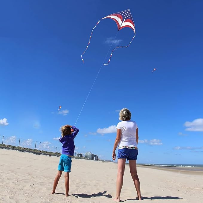 Mint's Colorful Life 60'' Delta Kite With 7.1in Reel Winder, Easy Flying & String Spool for Kids & Adults, Best Beach Set for Beginners
