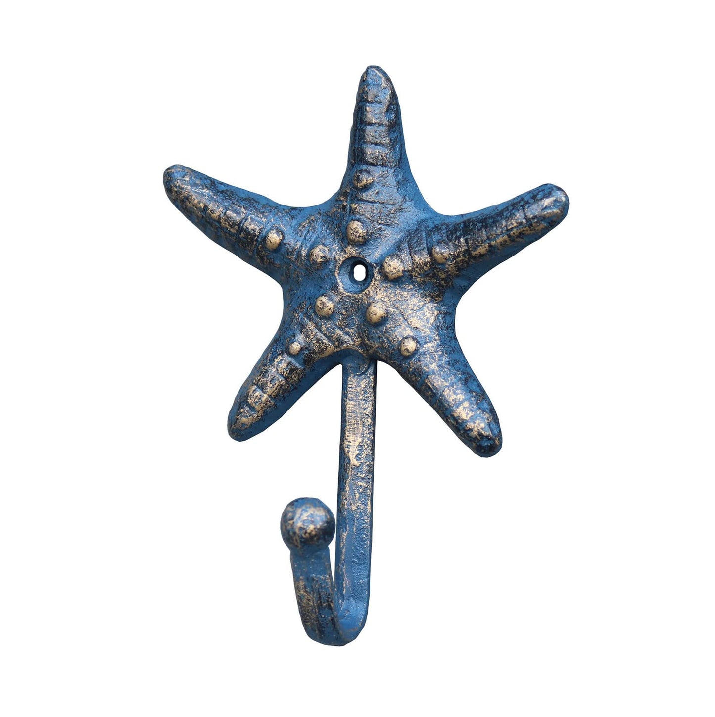 HillSpring Starfish Cast Iron Hook, Decorative Wall Hanger for Keys, Screw and Anchor Included