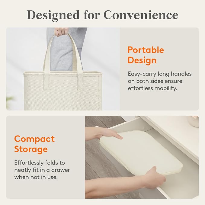 Lifewit Slim Laundry Hamper, Narrow Small Laundry Basket with Handle for Dirty Clothes, Collapsible Tall Thin Laundry Bin for Bathroom Bedroom Dorm College, 50L, White