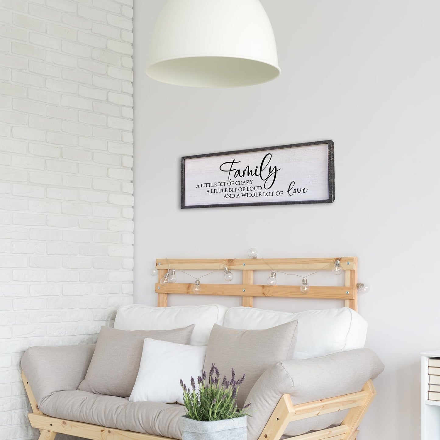Family A Little Bit Of Crazy Sign Wall Decor 32"×12" Rustic Farmhouse Living Room Large Soild Wood Framed Hallway Hanging Sign Aesthetic Inspirational Quotes Entryway Home Wall Art (Black)