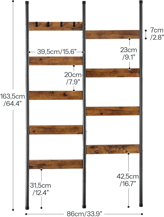 HOOBRO Towel Rack and Blanket Ladder, Blanket Holder for Living Room, Bathroom BF03LB01-BF17CJ01