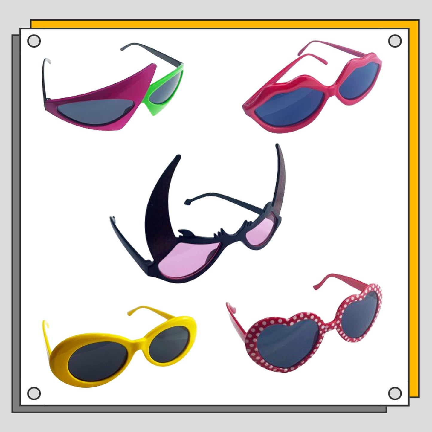 HEYTOP 16 Pack Funny Sunglasses Novelty Party Glassses Masks for Adults Cool Shaped Funny Party Eyeglasses, Photo Booth Props Sunglasses Dress Up Costume Glasses Pack
