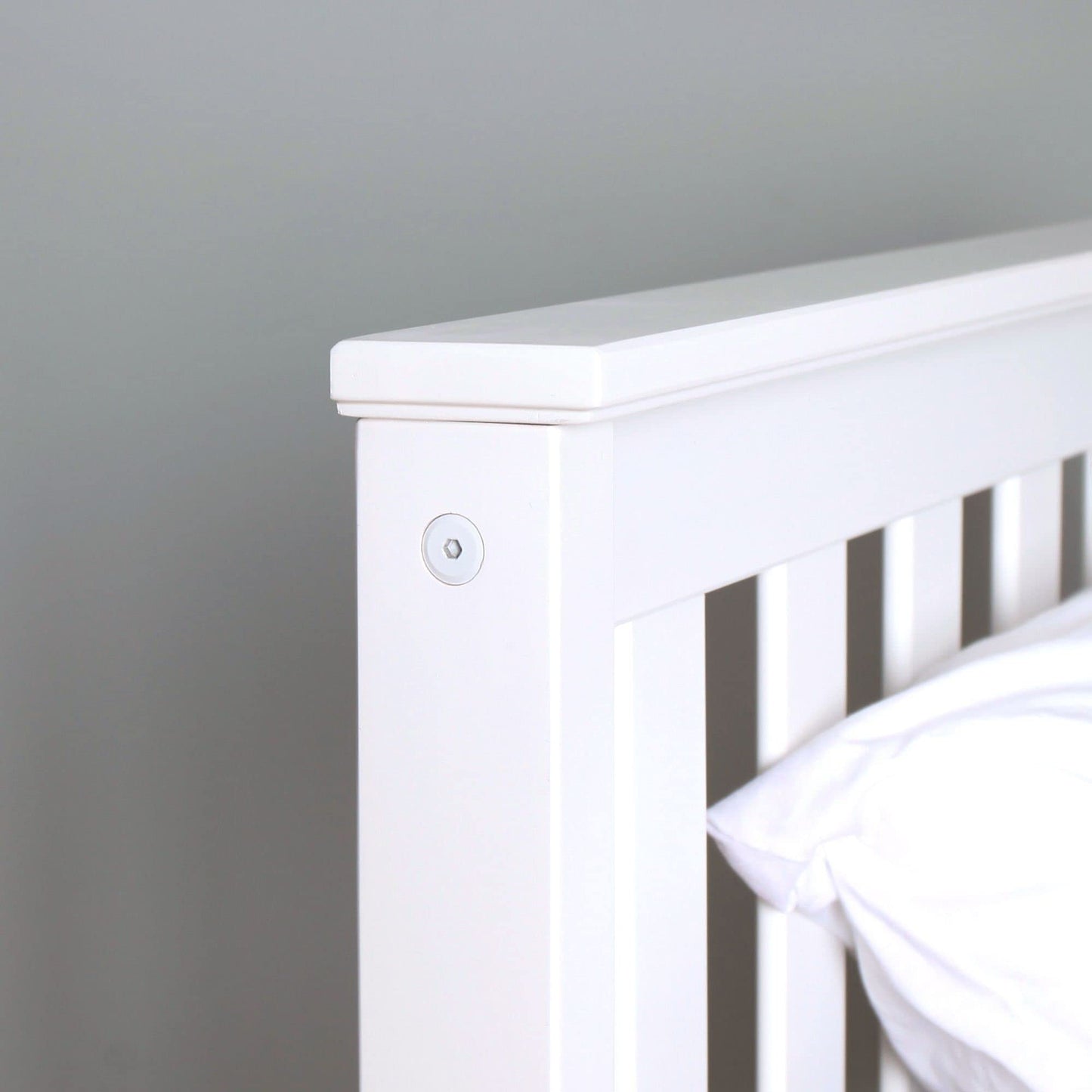 Plank+Beam Solid Wood Full Bed Frame, Platform Bed with Headboard, White