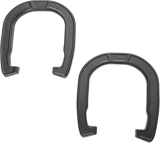 Champion Sports Horseshoe Set: Traditional Outdoor Lawn Game includes Four Professional Solid Steel Horseshoes with Solid Steel Stakes & Carrying Storage Case