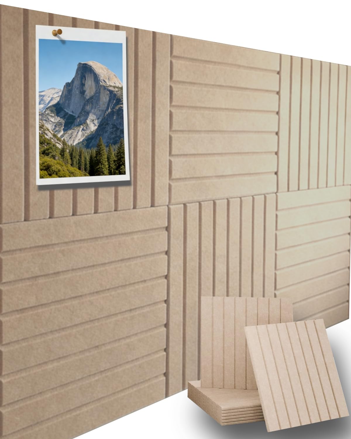 Chimelva Felt Bulletin Board 35" x 23", 6 Pack Cork Board Alternative with 30 Safe Removable Adhesive Tabs, Pin Board for Home Office Classroom Wall Decor(Dark Camel)