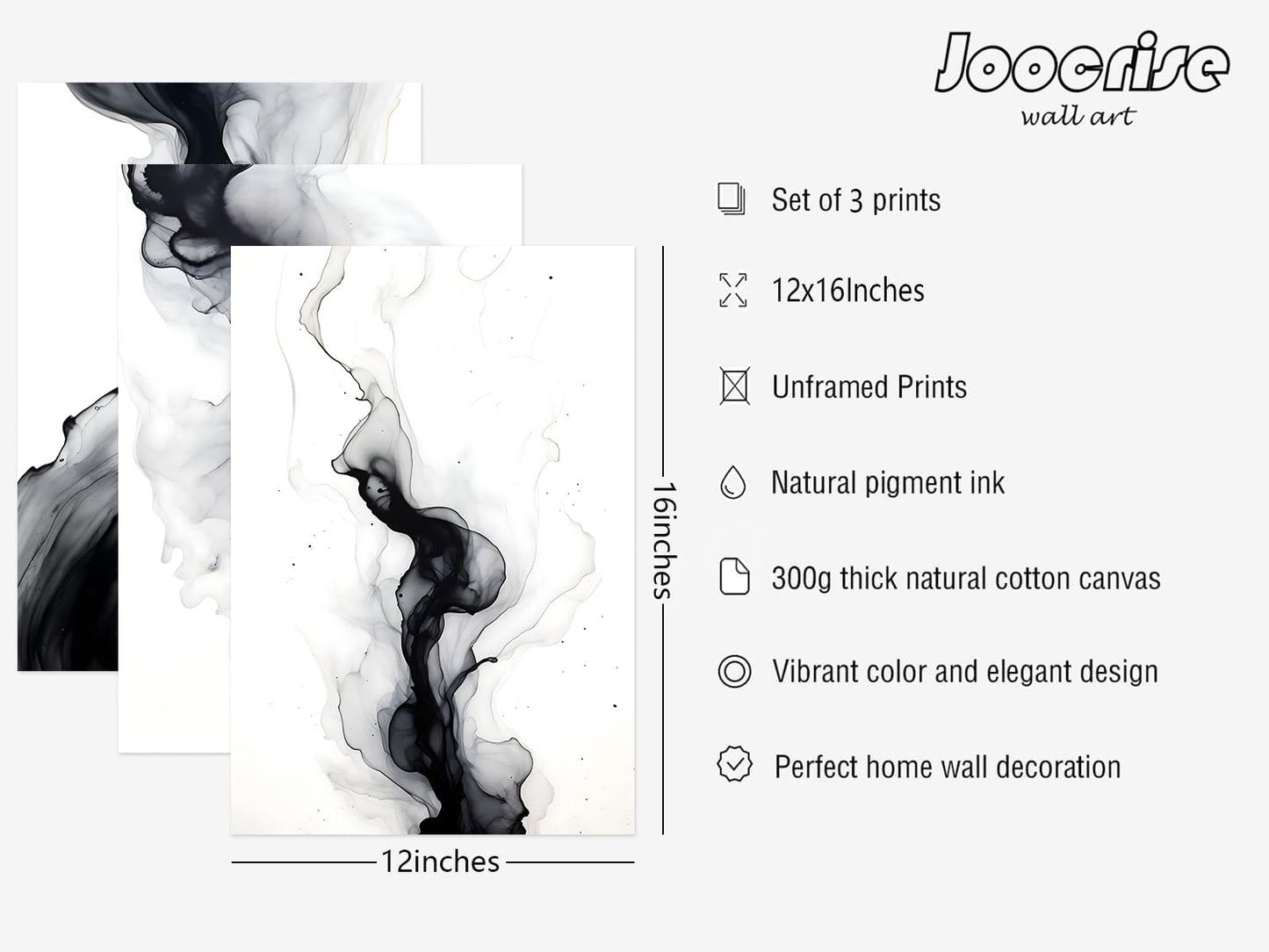 Black White Abstract Wall Art Decor Gray Modern Wall Art Minimalist Canvas Painting Black White Grey Pictures Poster Abstract Prints Artwork for Living Room Bedroom 12x16 Set of 3 Inch Unframed