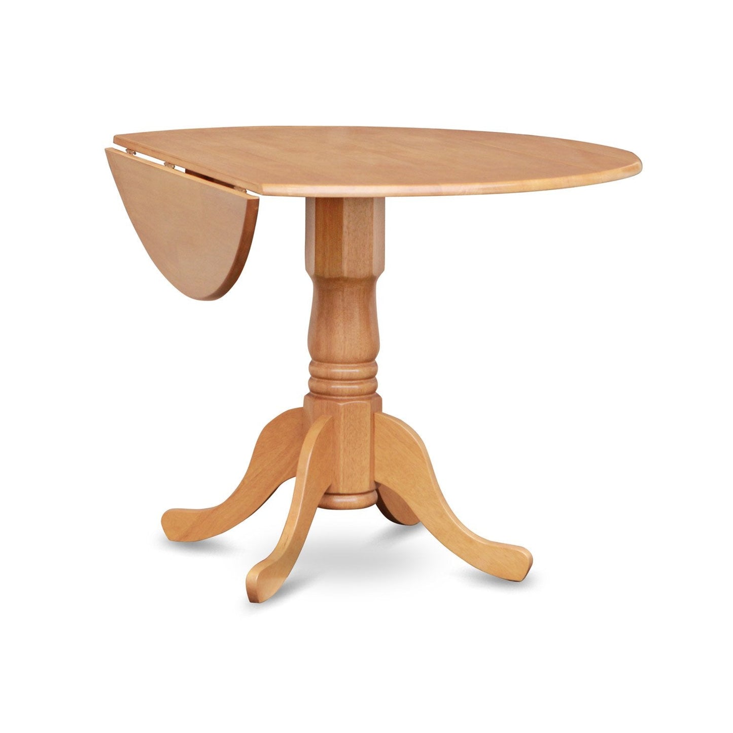 East West Furniture DLVA5-OAK-C 5 Piece Kitchen Table & Chairs Set Includes a Round Dining Room Table with Dropleaf and 4 Linen Fabric Upholstered Chairs, 42x42 Inch, Oak