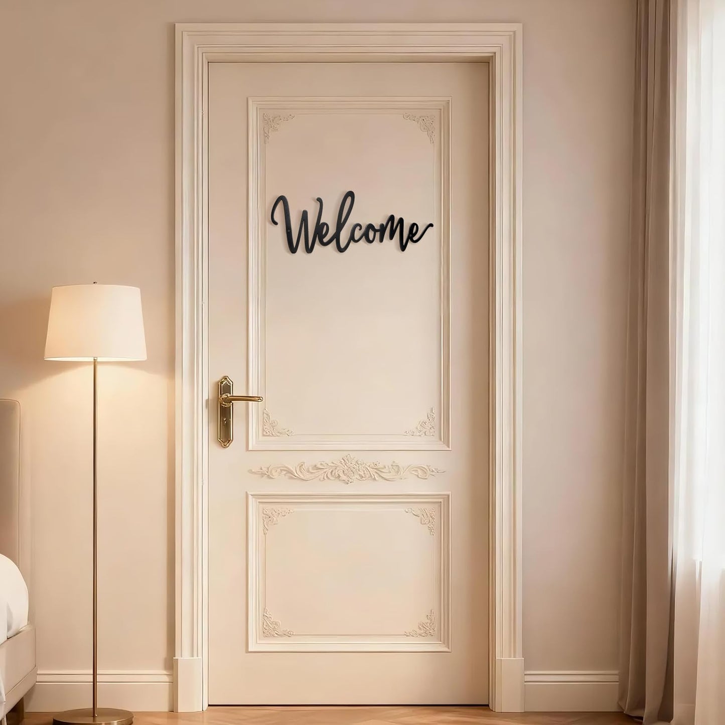Sinseike Welcome Metal Sign Wall Decor (Black)