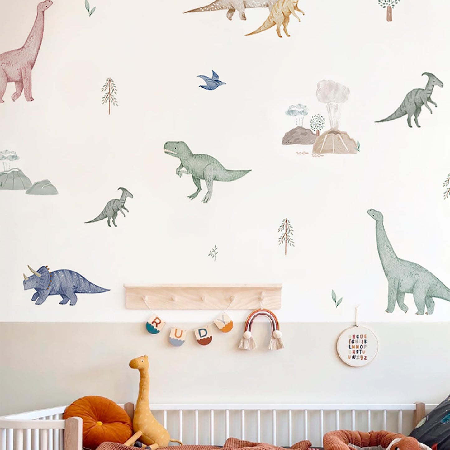 Liwo Dinosaur Wall Decals, Dino Alphabet Wall Stickers, Wall Decor for Boy Girl Kids Nursery Baby Bedroom Living Room Classroom