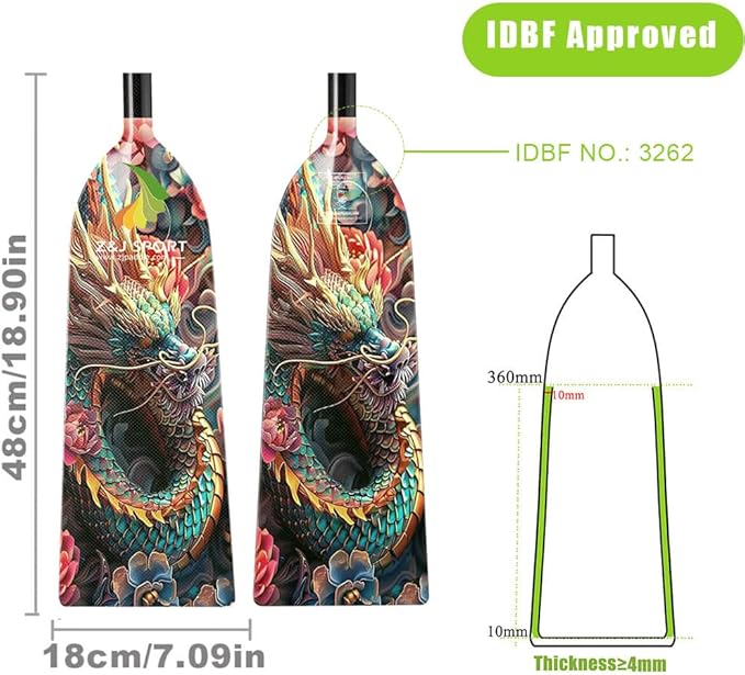 Z&J SPORT Adjustable Dragon Boat Paddle, IDBF Approved Carbon Fiber Paddle, Dragon Graphic Paddle with Adjuster for Dragon Boat Race with Adjustable T Handle