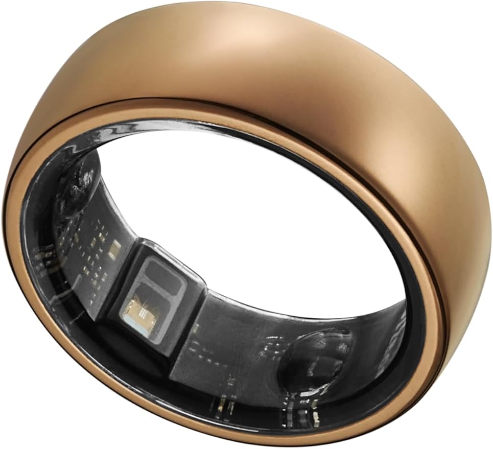 Smart Ring, Activity Trackers, Sleep Ring, Fitness Tracking, Stress Tracker, Heart Rate, Meditation, Temperature, Respiratory, No App Subscription, Women, Men, iOS, Android (Rosegold, 6)