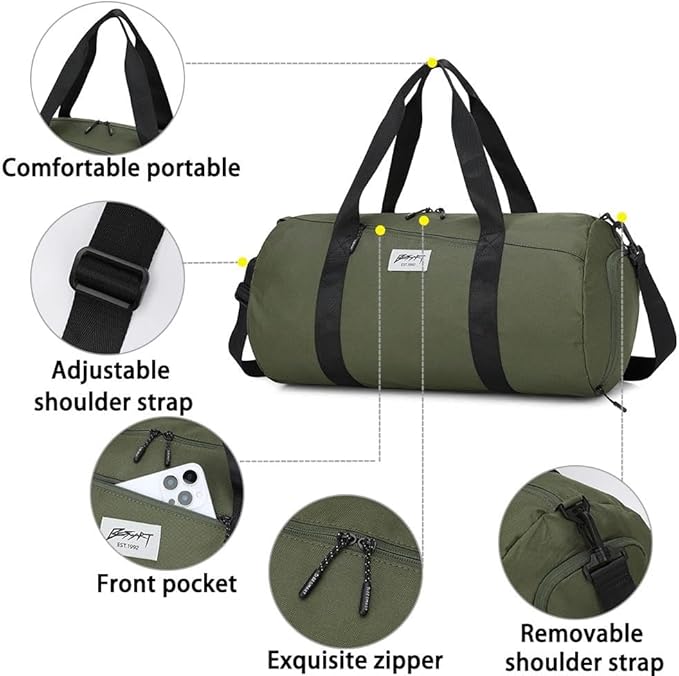 BE SMART Waterproof Mens Gym Bag with Shoe Compartment, Duffle Bags with Wet Pocket for Men, Lightweight Large Sport Duffel Option for Overnight Weekender, Fitness, Swim, Boxing,Travel