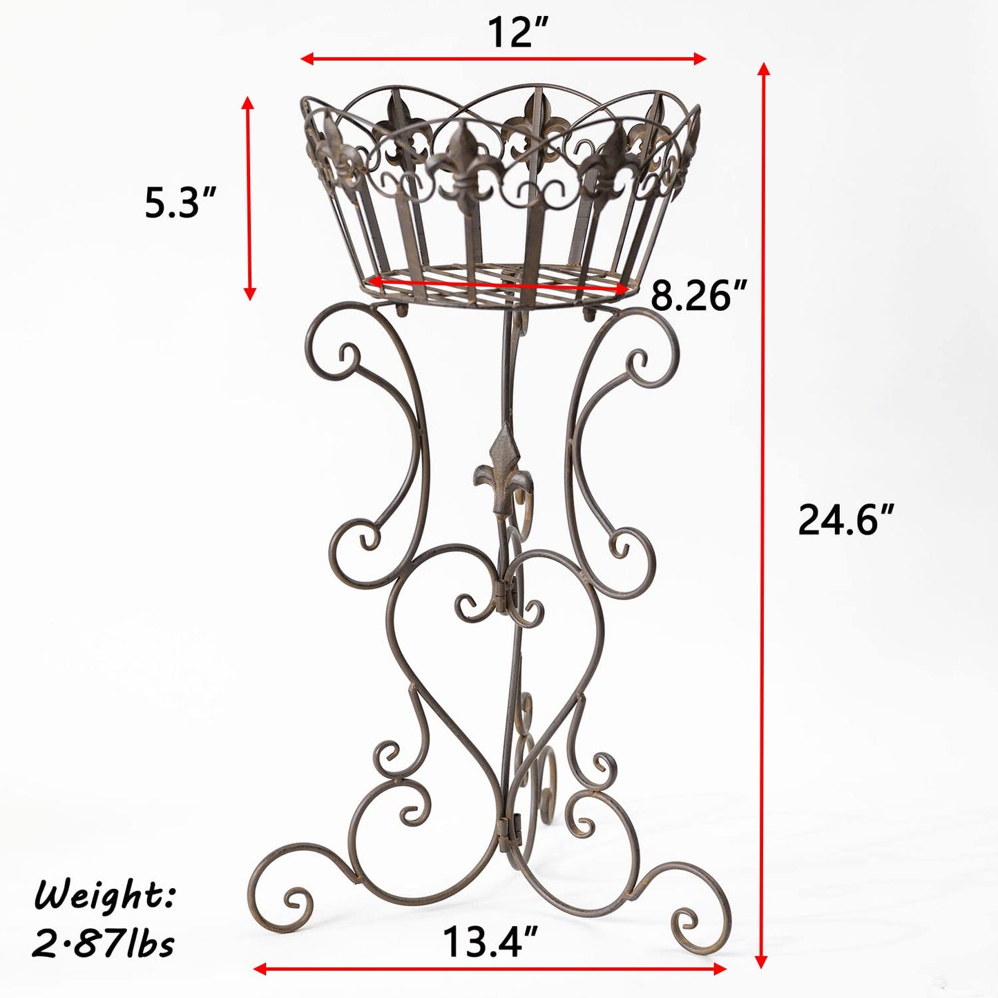 TICKCACY 2 Pack Metal Tall Plant Stands, 25 Inch Wrought Iron Plant Stand, Heavy Duty Pot Stand Pedestal Holders, Unique Decorative Potted Planter Display Rack for Indoor Outdoor Garden Patio Lawn