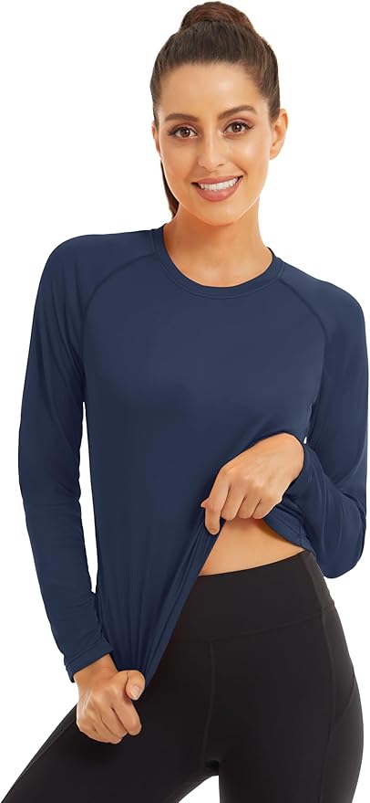 MAGCOMSEN Women's 2 Pack Long Sleeve Shirts UPF 50+ Sun Protection Quick Dry Swim Shirt for Rash Guard Fishing Workout