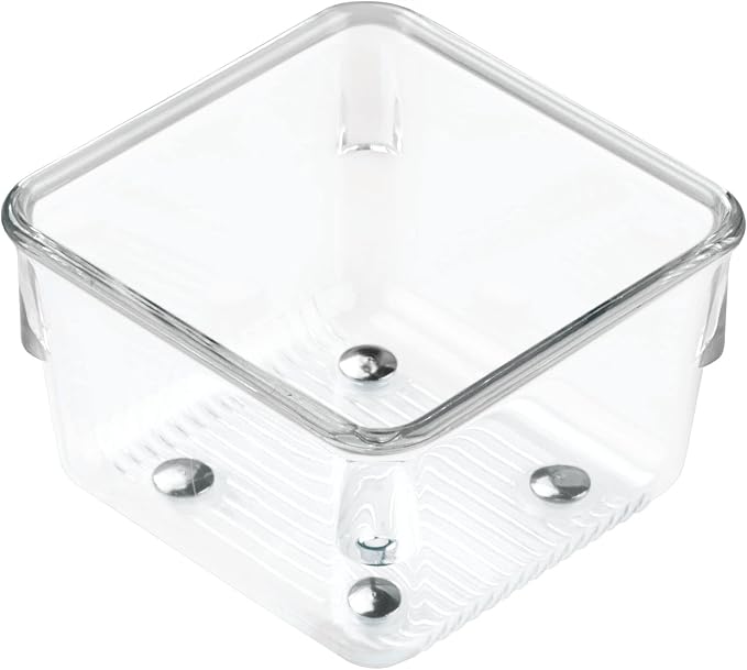 iDesign Linus Kitchen Drawer Organizer for Utensils, Tools, Gadgets - 3" x 3" x 2", Clear