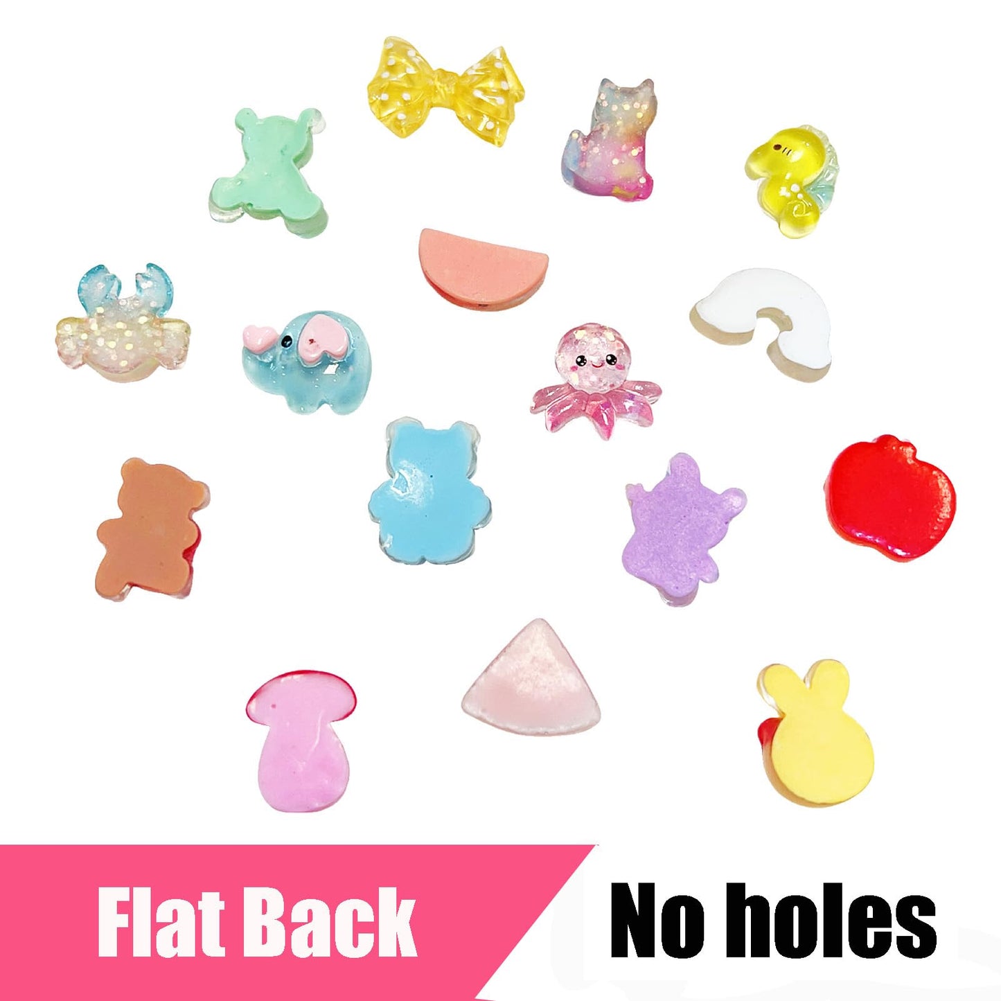 FULUSODO 60pcs Embellishments Cute Set, Flat Back Bulk Mixed Resin Ornament Scrapbooking Set