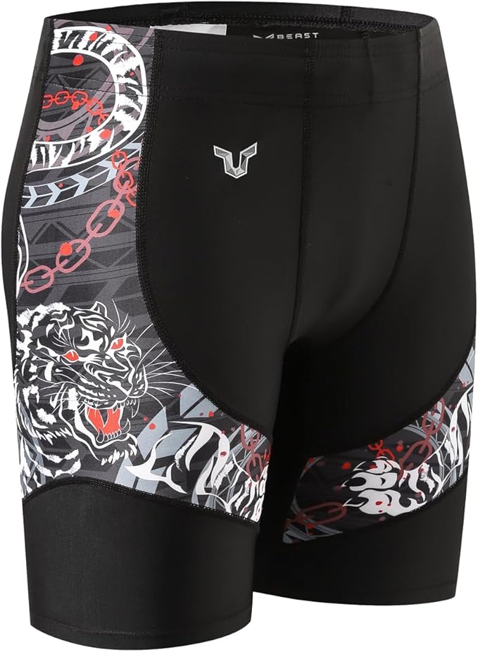 HUGE SPORTS Men's Rash Guard Swim Shorts Compression Swimming Jammer Cool Dry Active Swimsuit Workout Shorts Sports Tights