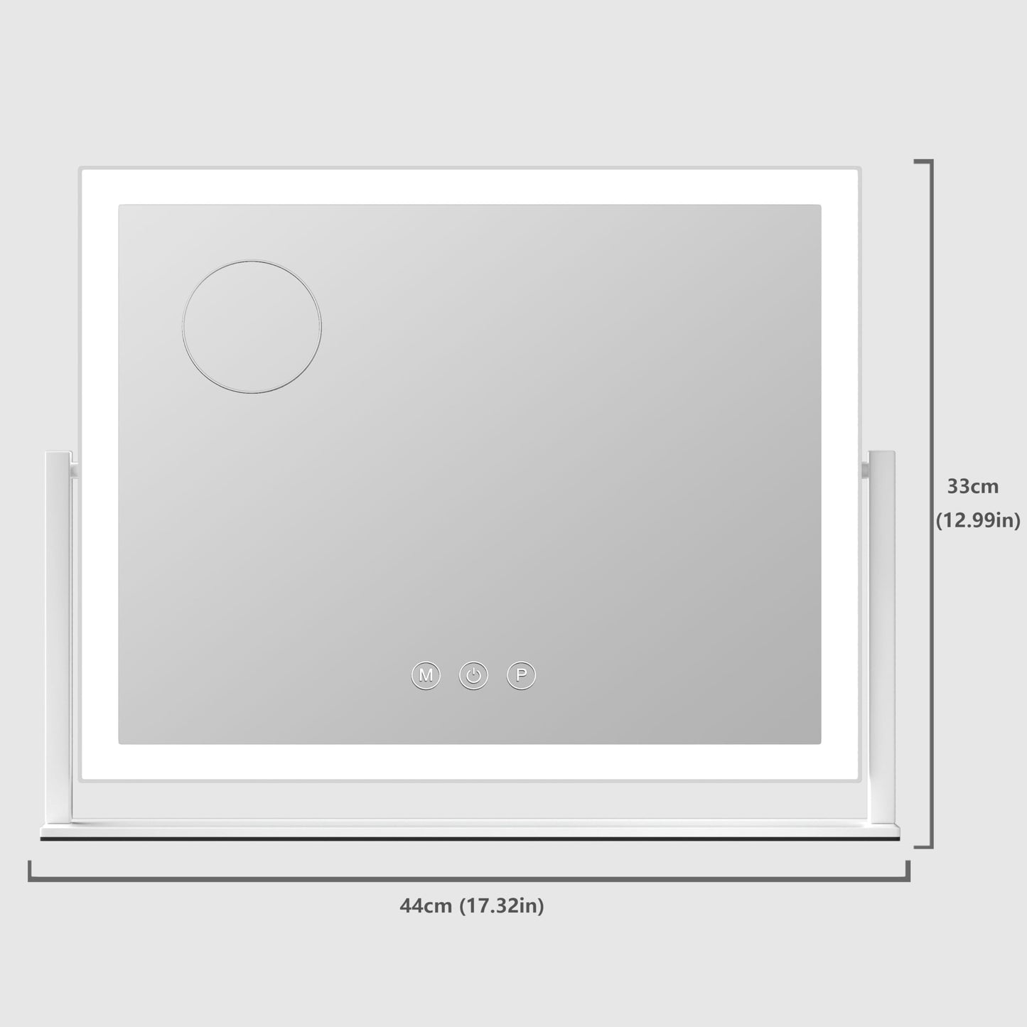 Gvnkvn Lighted Makeup Mirror, 17.3"x13" Hollywood Vanity Mirror with Led Lights, Three Color Lighting Modes, and 10X Magnification Mirror, Smart Touch Control, 360°Rotation (White, Gift Box)