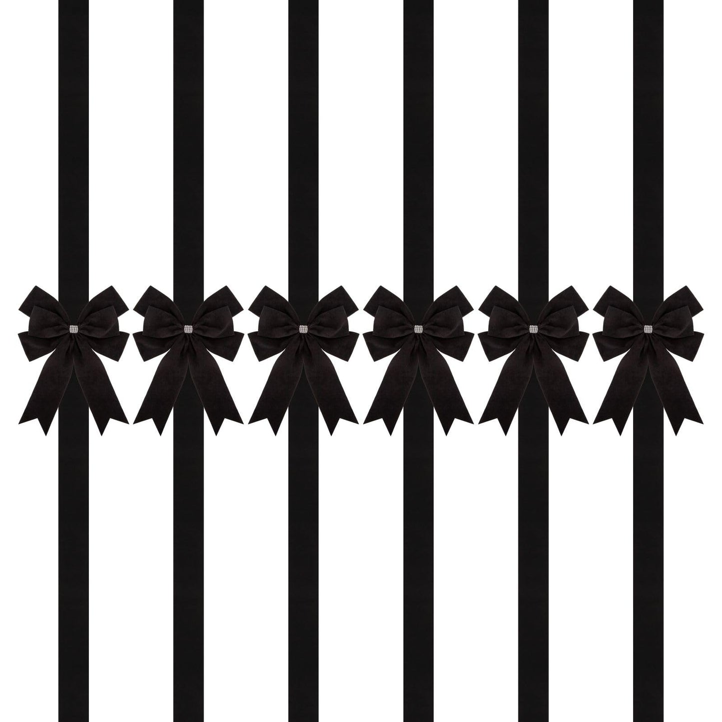 Meseey 6 Pieces Cabinet Bows Large Black Velvet Ribbons Cabinet Door Bows for Thanksgiving Fall Haloween Christmas Party (Black)