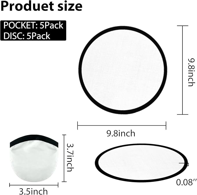 Foldable Flying Disc Fans Set with Bags, 9.8 Inch Black Egde Fabric Beach Flying Disc for Wedding Gift Party Favors Outdoor Activity