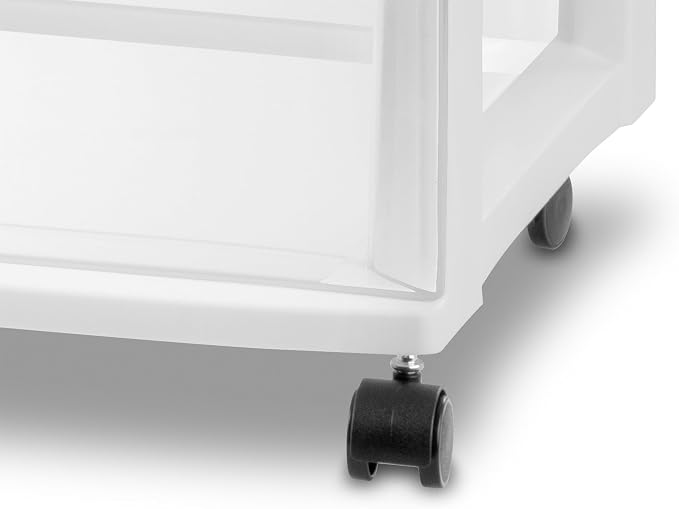Sterilite 4 Pack Wide 3 Drawer Storage Cart, Plastic Organizer with Wheels, White - Multipurpose Bin for Clothes, Accessories, or Home Accessories