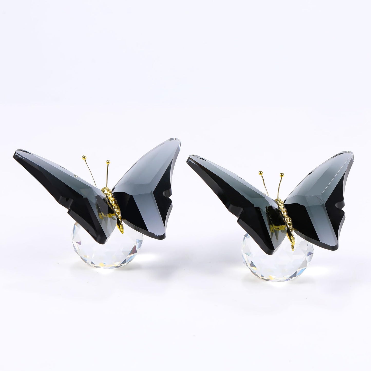 Arikyrist 2 pcs Crystal Grey Butterfly Gifts for Women Butterflies Lovers Glass Butterfly Figurines Animal Statues for Desk Office Home Decor