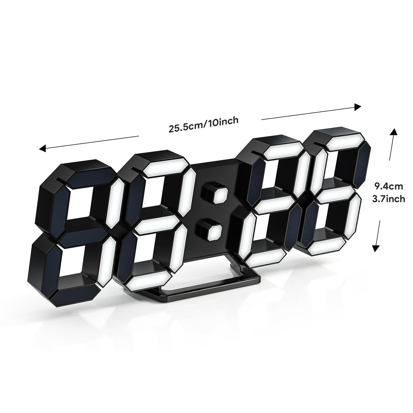 EDUP HOME 3D LED Clock Desk Alarm Clock Wall Clock with Remote Control, 9.7" LED Electronic Clocks, Snooze Model, Temperature, Night Light Auto/Custom Brightness