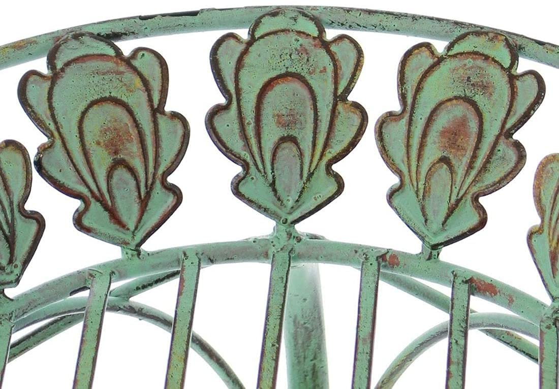 Westcharm Metal Plant Stand for Indoor Outdoor Outside Garden Balcony Patio Living Room Office with Peacock Tail Motif and 13" Round Curved Legs