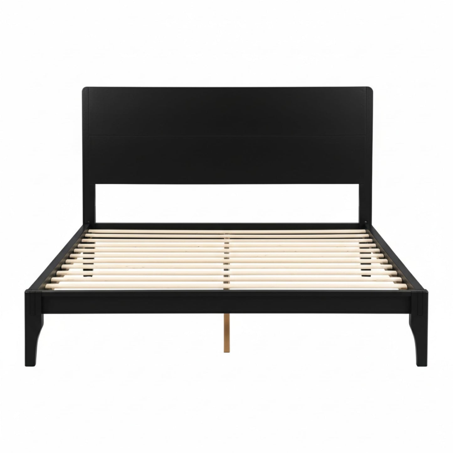 Merax Full Size Bamboo Platform Bed, Mid-Century Modern Bed Frame with Tall Headboard, Solid Sustainable Bedframe Full-Size, Wood Slat Support, No Box Spring Needed, Easy Assembly, Noise Free, Black