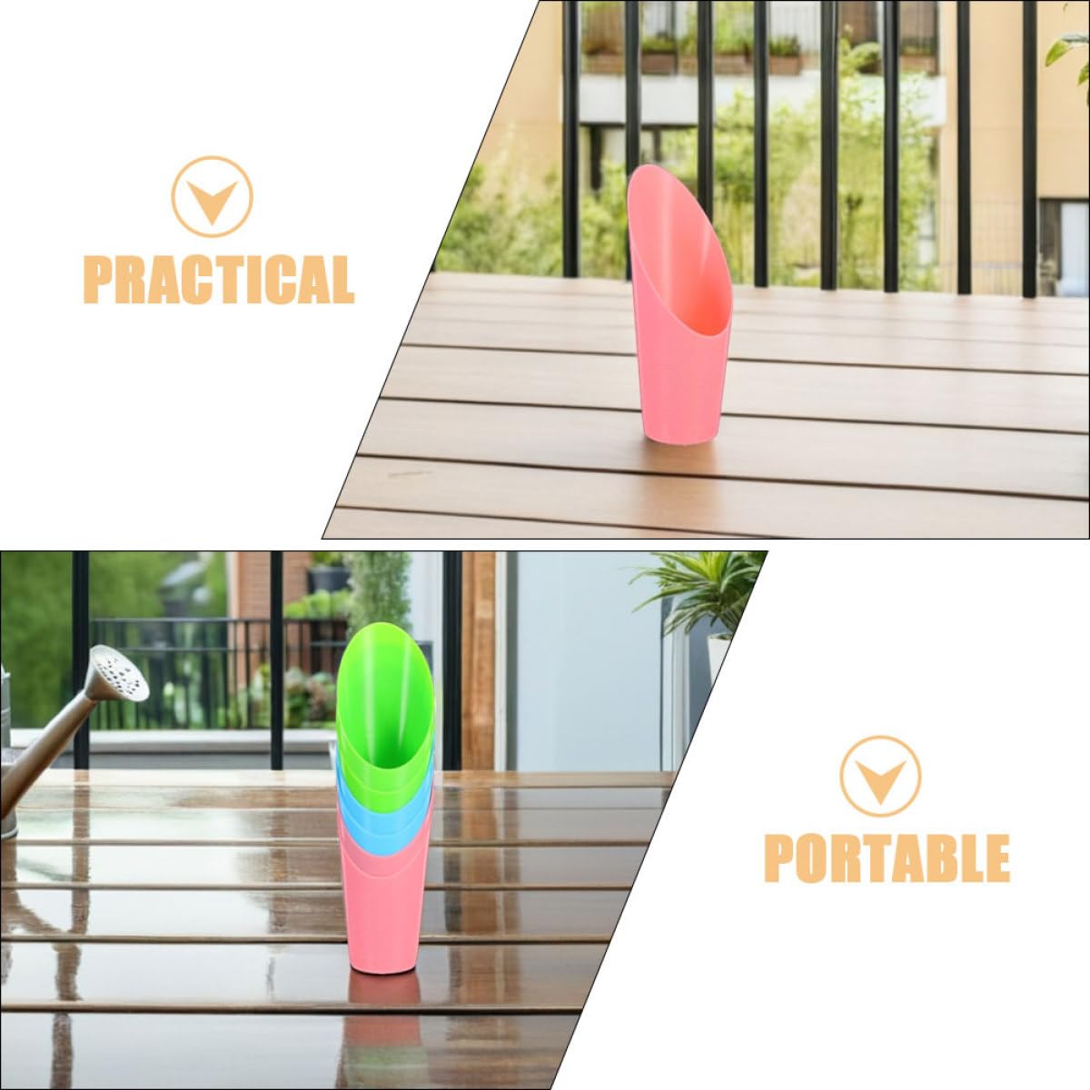 Mikikit 8pcs Plastic Soil Scoops and Garden Trowels Set, Portable Reusable Bonsai Soil Shovels for Seedling Transplanting and Succulent Planting in Indoor and Outdoor Gardening