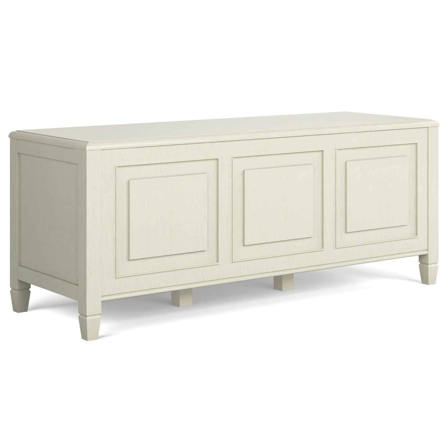 SIMPLIHOME Connaught Storage Bench - 51 inch Wide Solid Wood Trunk Bench in Antique White, Traditional Bench for Entryway with Lift-Up Lid and 3 Hidden Compartments